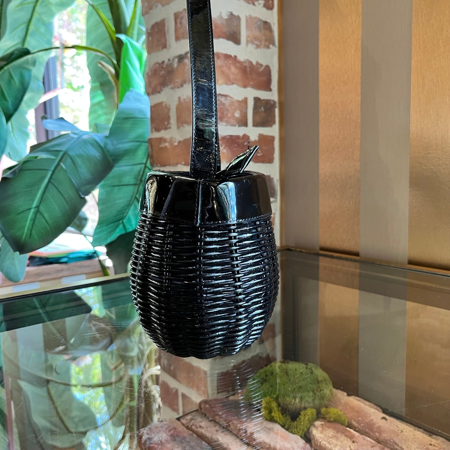 B-BERRY Wicker Basket Top Handle Bag