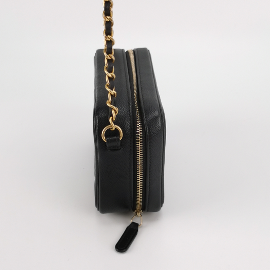 Chanel Filigree Mini Vanity Case 2018 Black Caviar Leather Bag