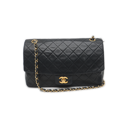 Chanel Classic Flap   Large Black Lambskin Leather with 24k Gold Hardware, 1989-1991