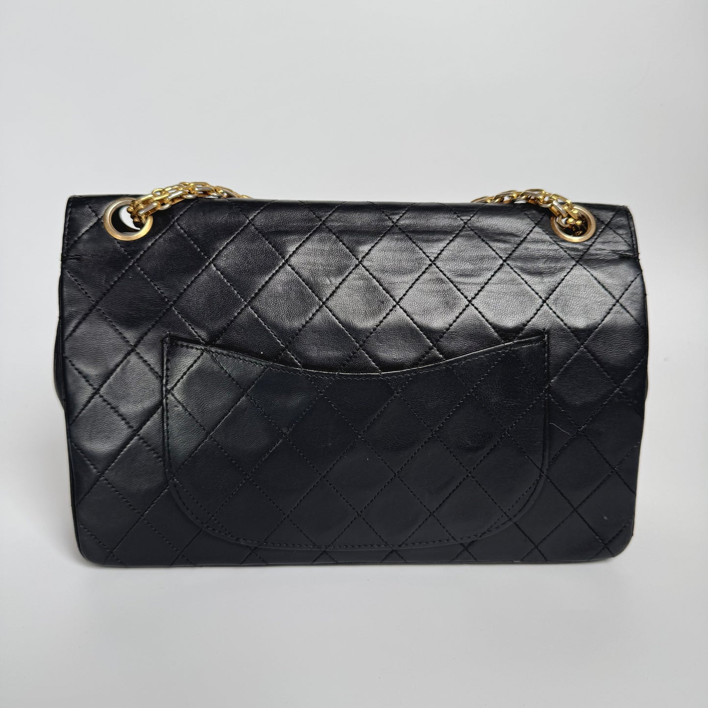 Chanel Classic Flap   Black Lambskin Leather with 24k Gold Hardware Chain Strap