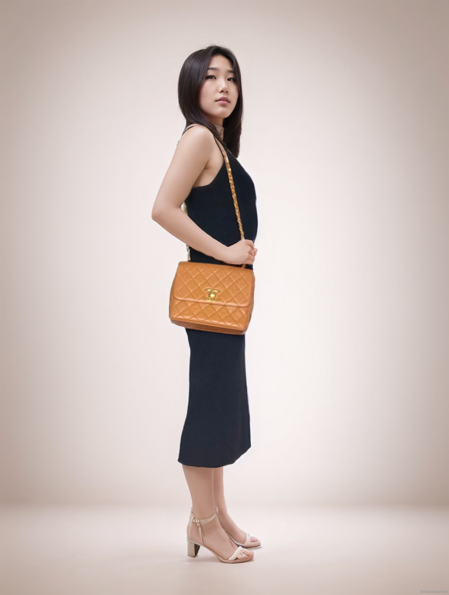 Chanel Classic Flap   Camel Caviar Leather 24k Gold Plated Giant CC Logo