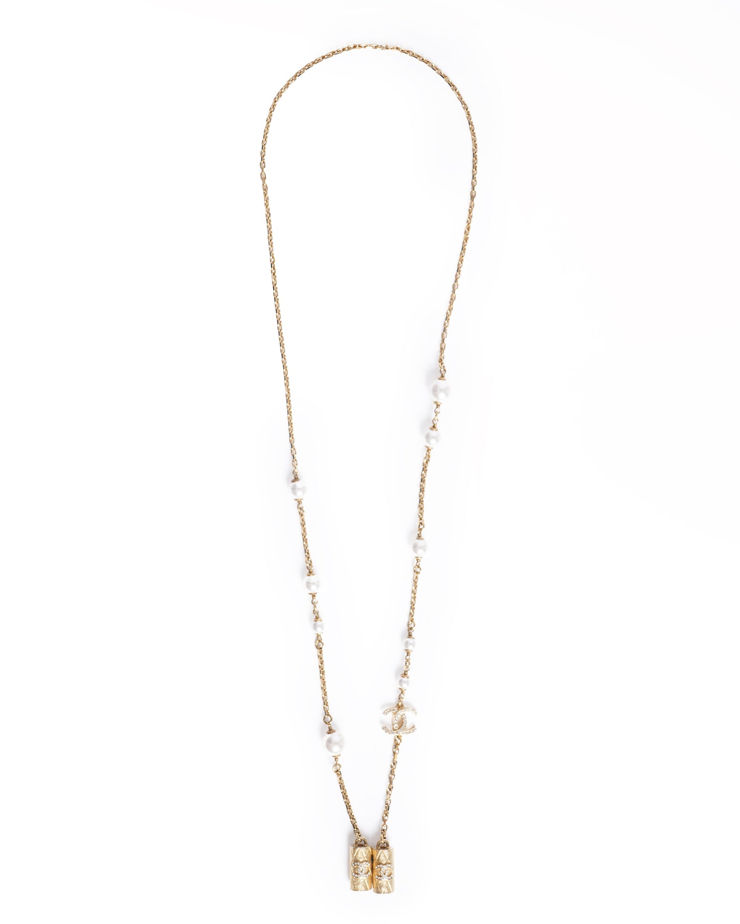 New Chanel cc pearl gold necklace