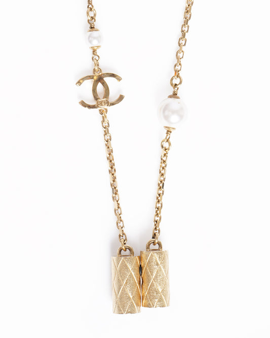 New Chanel cc pearl gold necklace