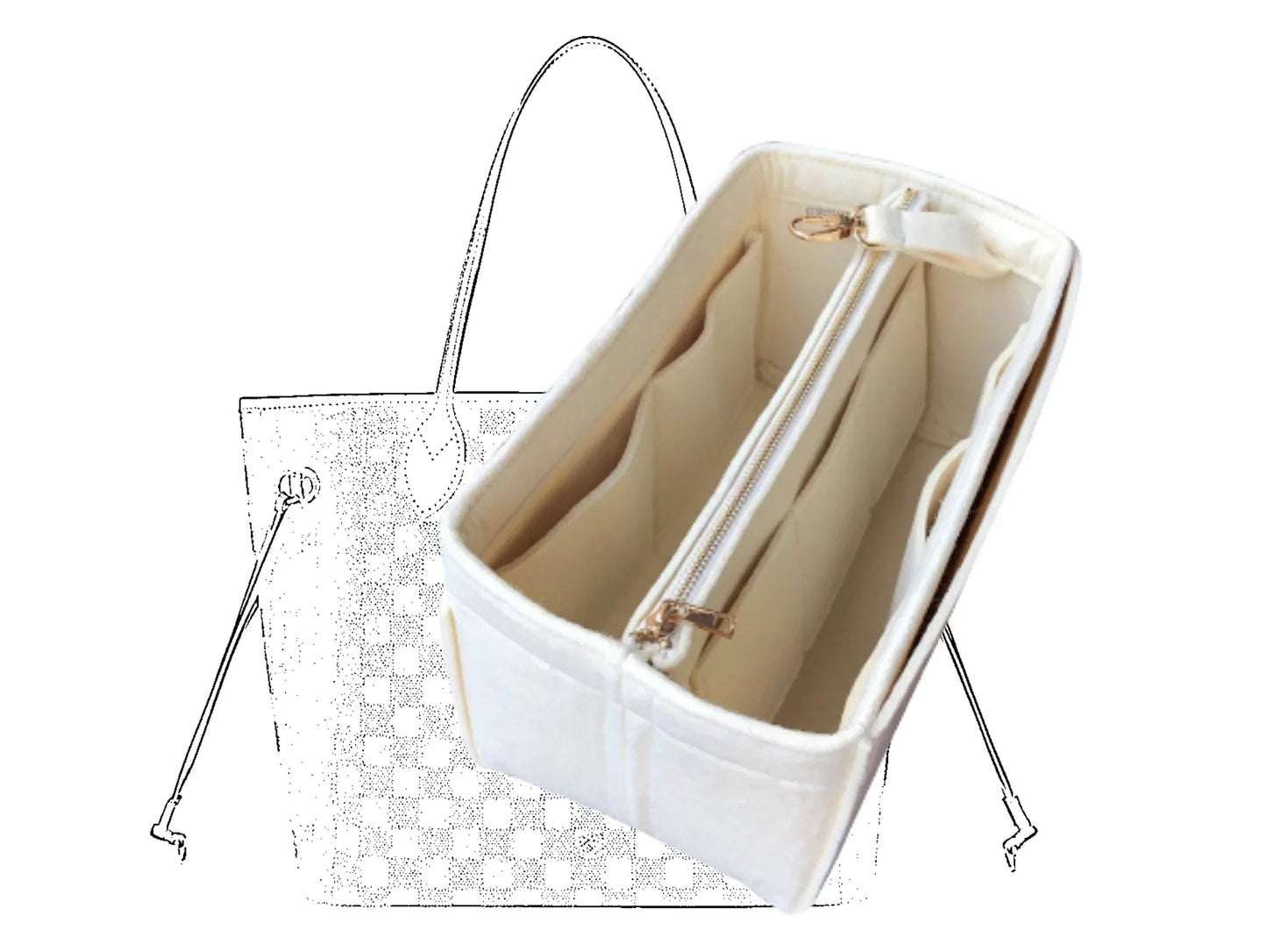 For [Neverfull MM (Medium)] Insert Organizer Liner (Type B)