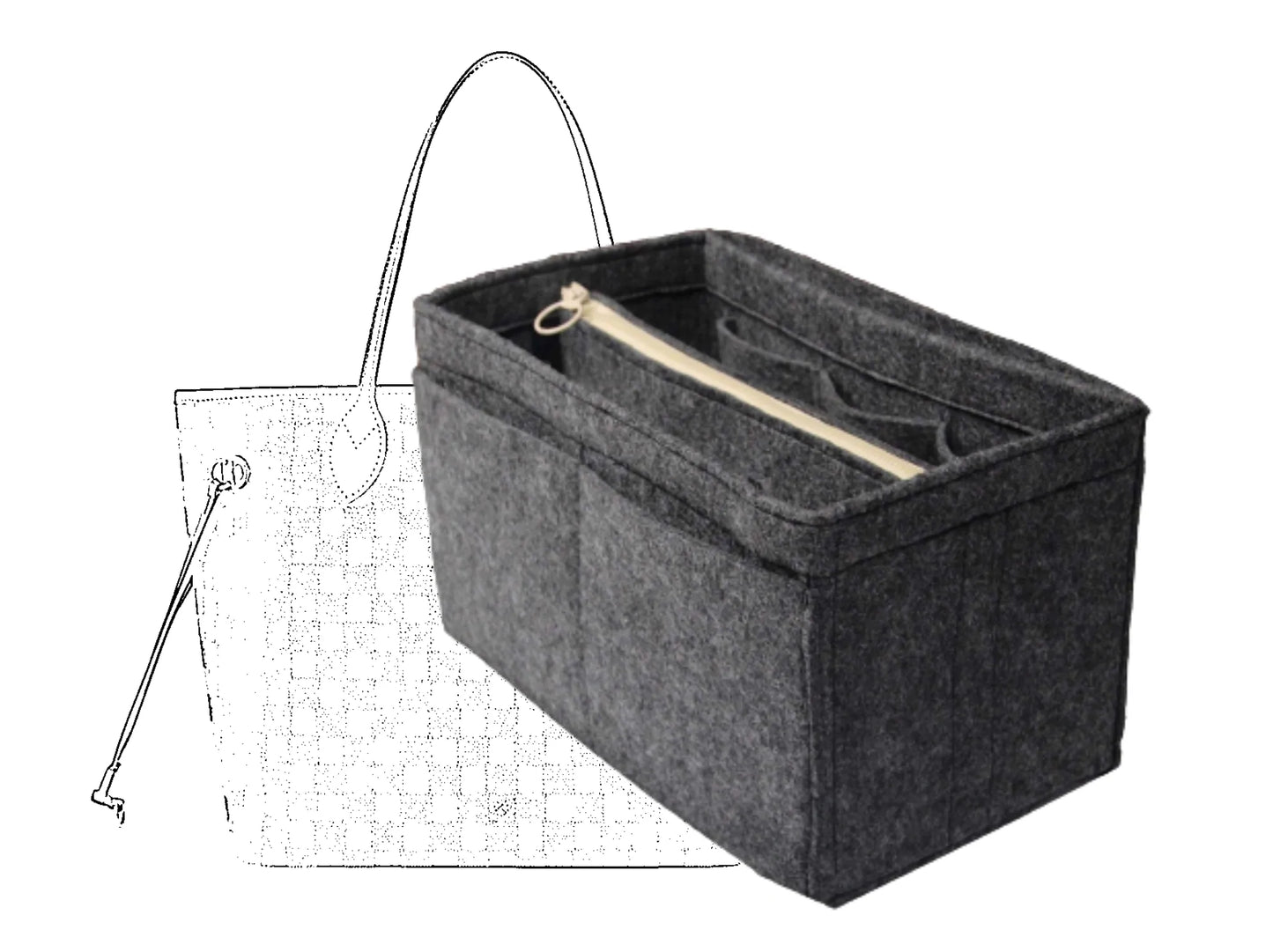 For [Neverfull MM (Medium)] Insert Organizer Liner (Type B)