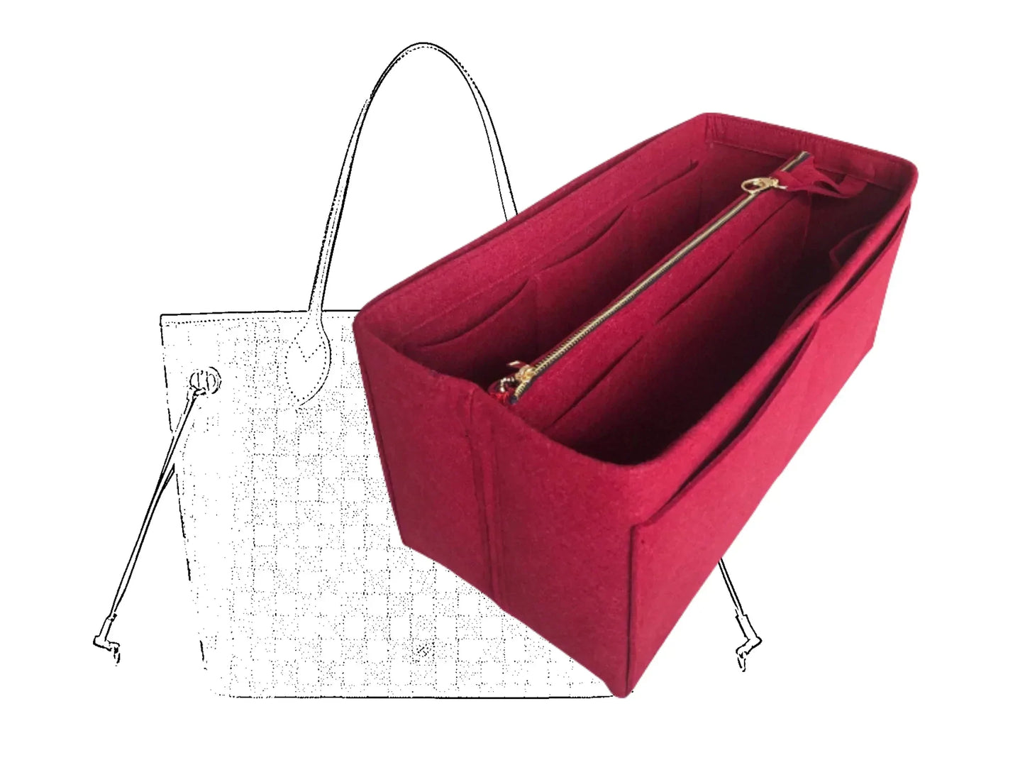 For [Neverfull MM (Medium)] Insert Organizer Liner (Type B)