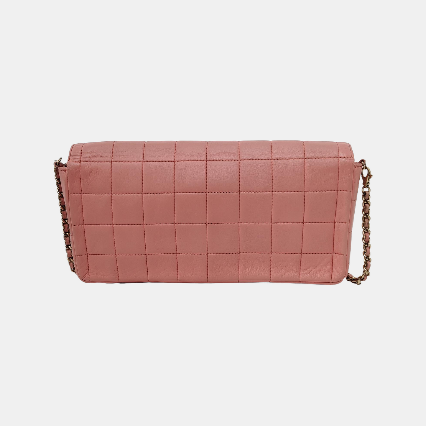 Chanel East West Chocolate Bar Light Pink Leather Gold Hardware