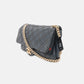 Chanel Classic Flap 2014 Medium Navy Fabric Diamond Quilting Crossbody Bag