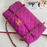 Chanel Classic Flap Medium   Pink Fuchsia Canvas with 24k Gold Plated Hardware