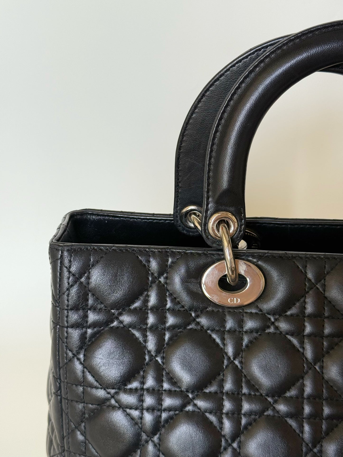 Christian Dior Lambskin Cannage Lady Dior Large