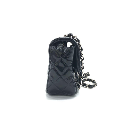 Chanel Classic Flap Rectangular Super Mini Black Patent Leather Silver Hardware 2014
