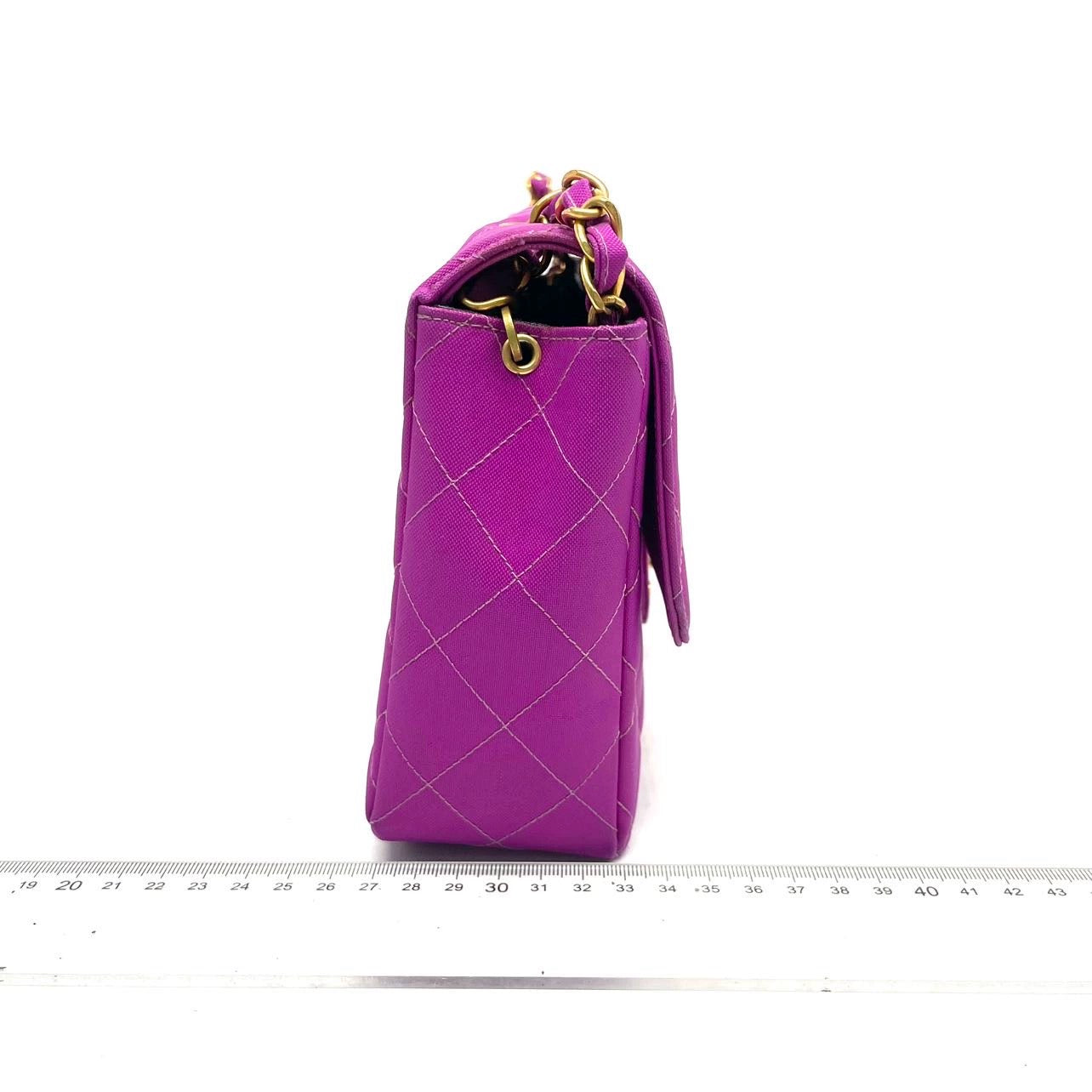 Chanel Classic Flap Medium   Pink Fuchsia Canvas with 24k Gold Plated Hardware