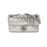 Chanel Ice Cube Chocolate Bar Classic Flap Metallic Silver PVC with Leather