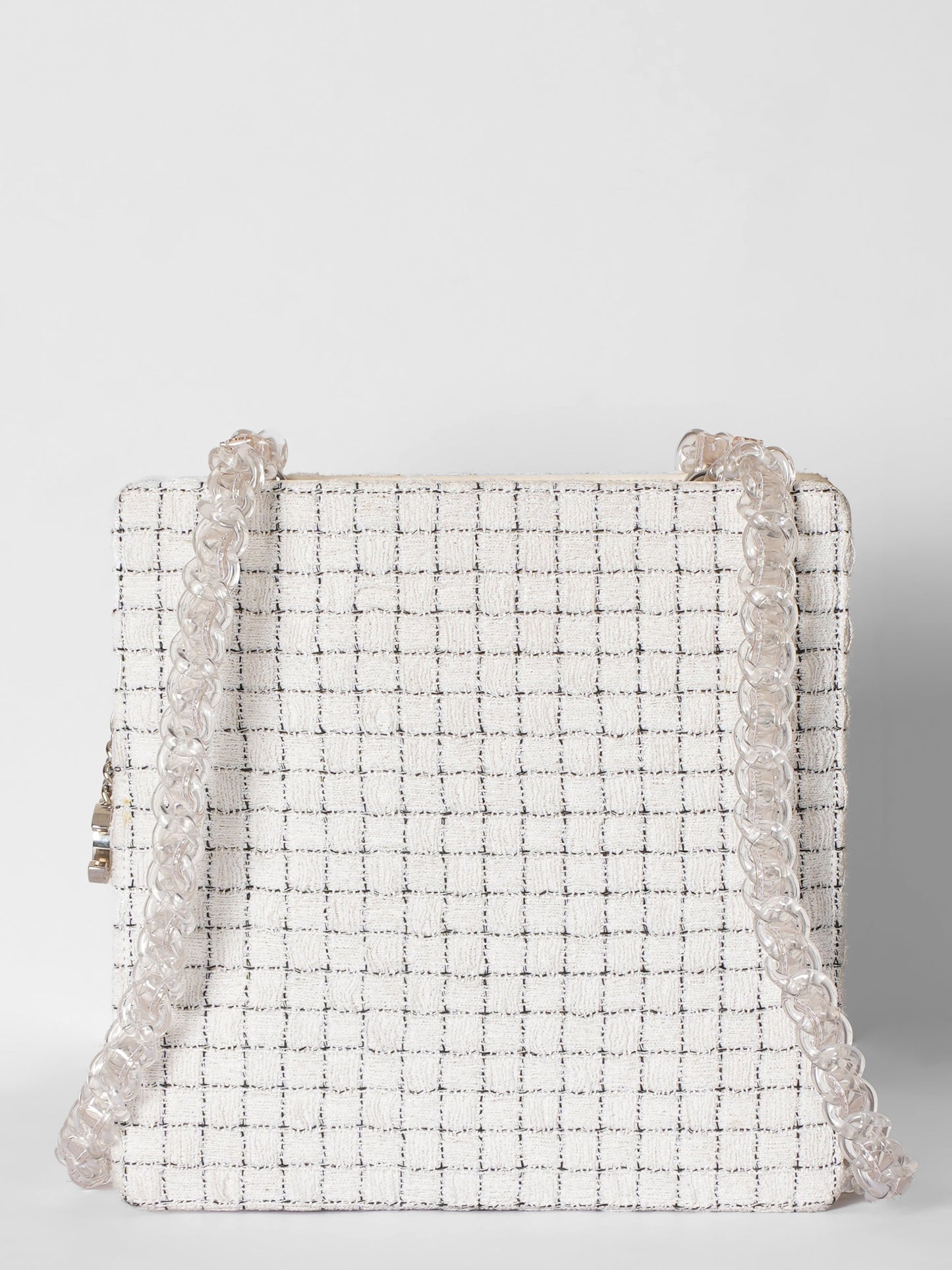 Chanel Tweed Resin Small Square Zipped Shopping Bag
