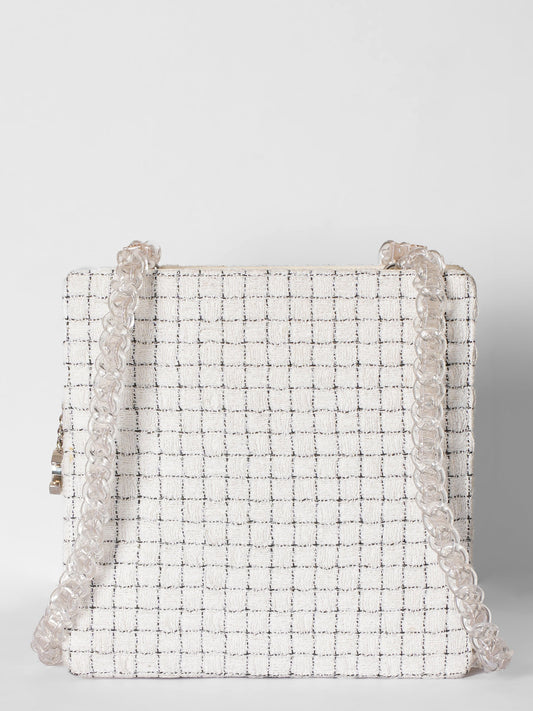 Chanel Tweed Resin Small Square Zipped Shopping Bag