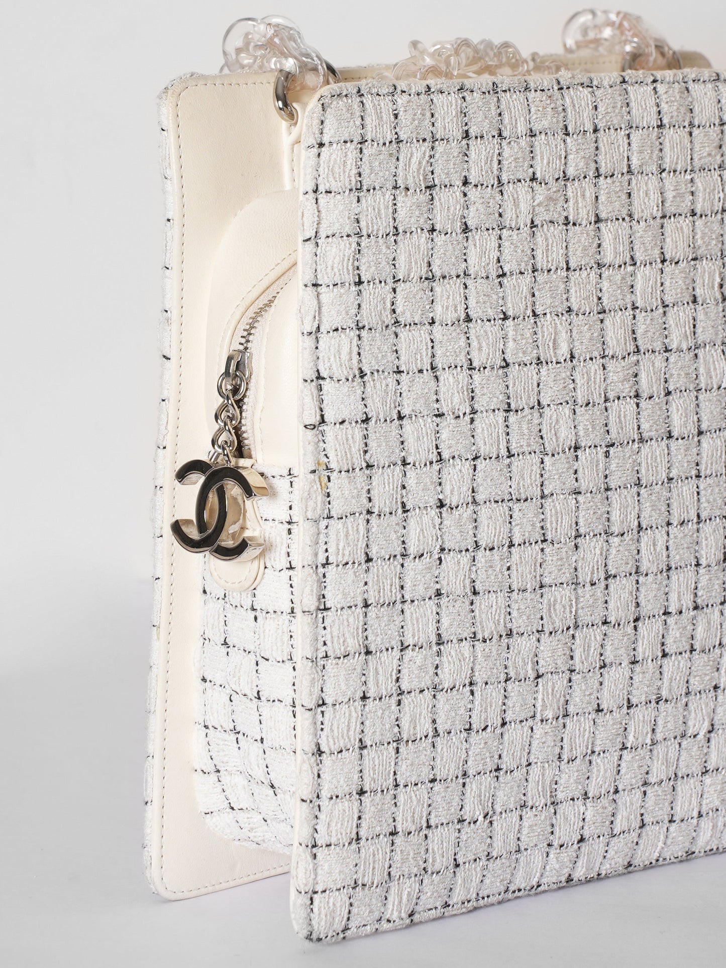 Chanel Tweed Resin Small Square Zipped Shopping Bag
