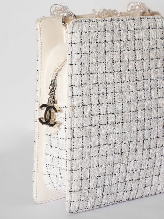 Chanel Tweed Resin Small Square Zipped Shopping Bag
