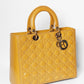 Dior Mustard Cannage Patent Large Dior Tote Bag