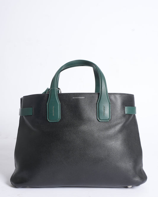 Burberry leather small banner tote