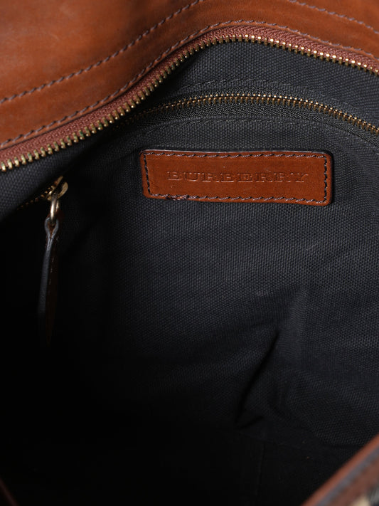Burberry Brown Ho  Check Canvas  & Leather Dutton Hobo Bag