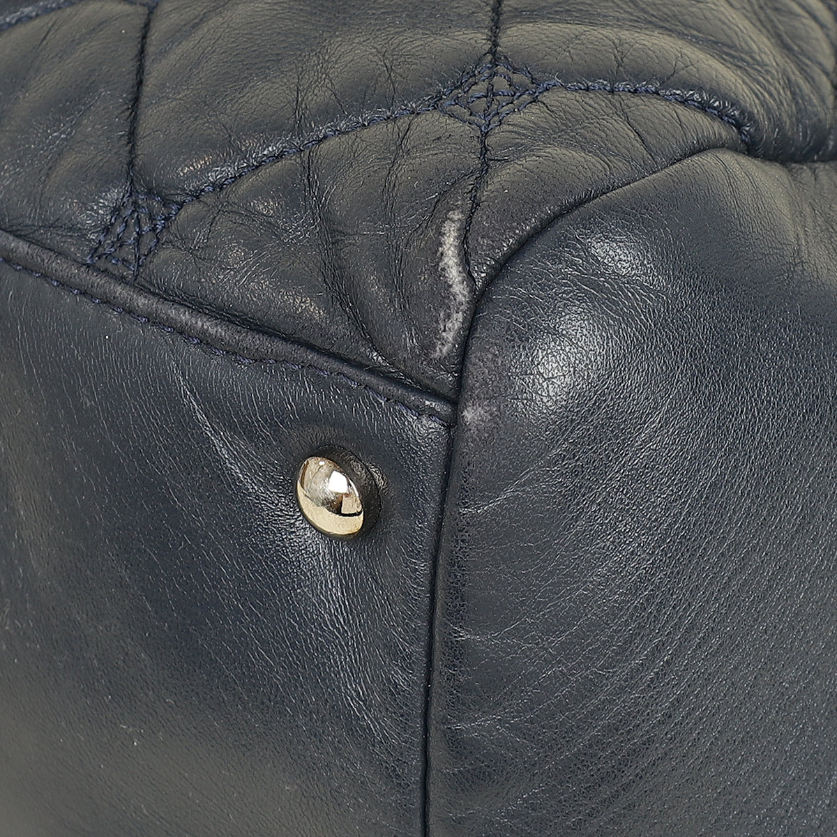 Chanel Indigo Blue CC Quilted Hidden Chain Bowler Bag