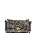 Fendi Tobacco Brown FF Jacquard Fabric Medium Baguette