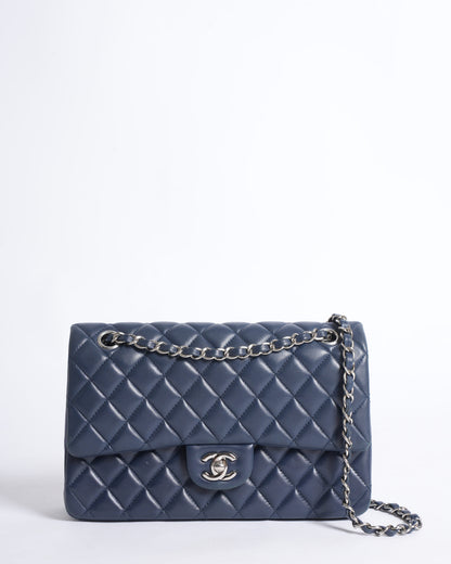 Chanel Classic Flap 11.12 Bag In Navy Blue In Calf Leather