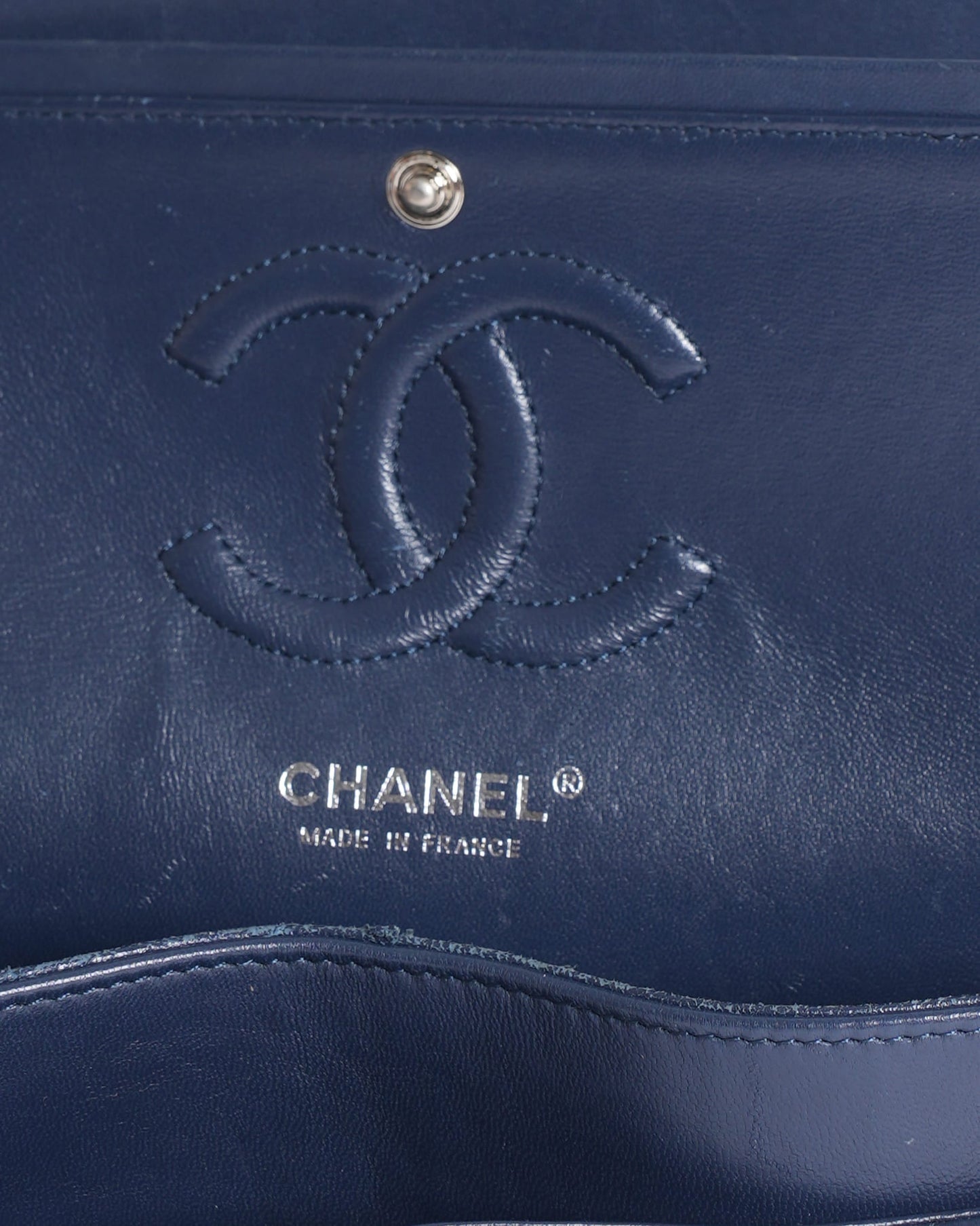 Chanel Classic Flap 11.12 Bag In Navy Blue In Calf Leather