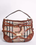Burberry Brown Ho  Check Canvas and Leather Dutton Hobo