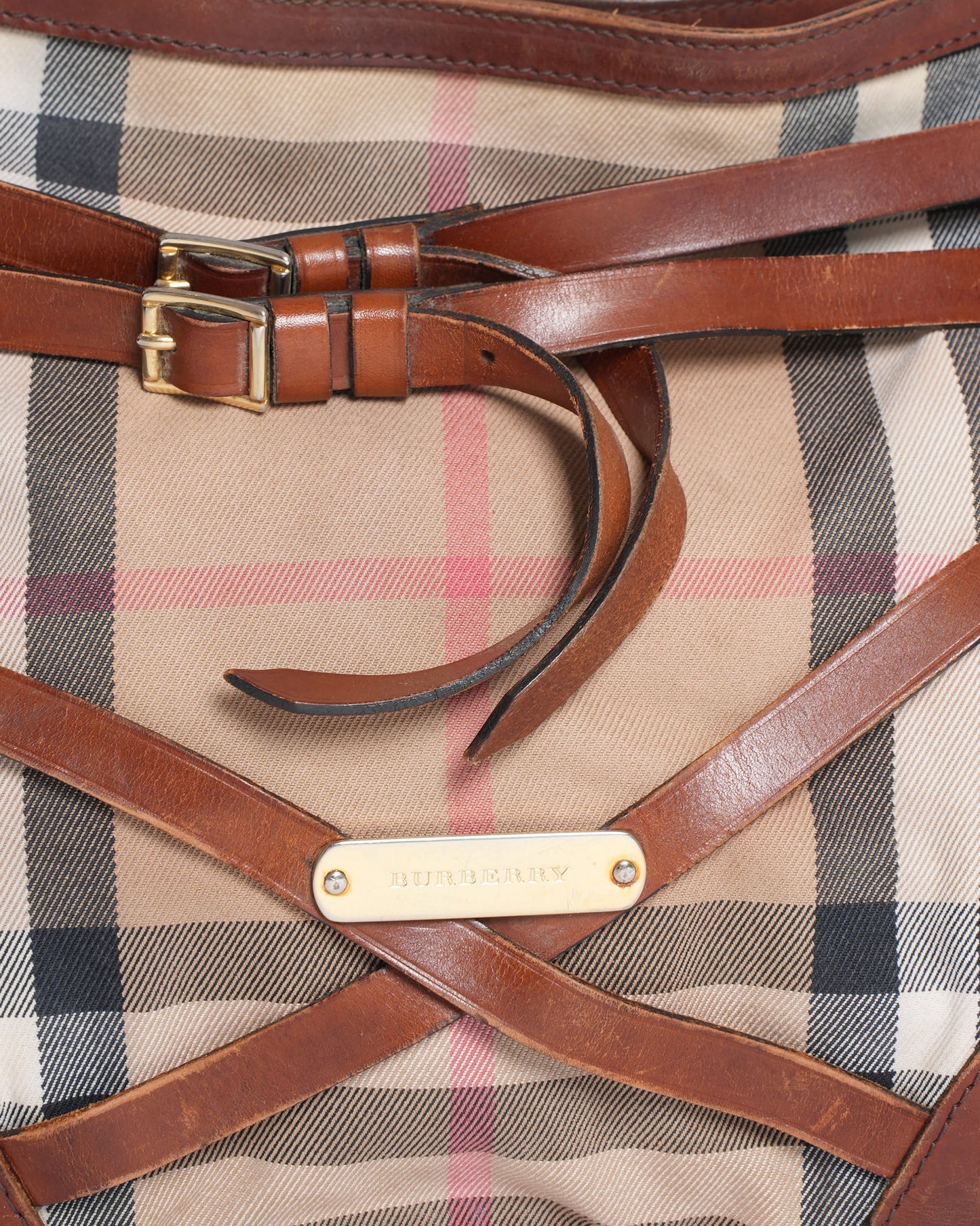 Burberry Brown Ho  Check Canvas and Leather Dutton Hobo