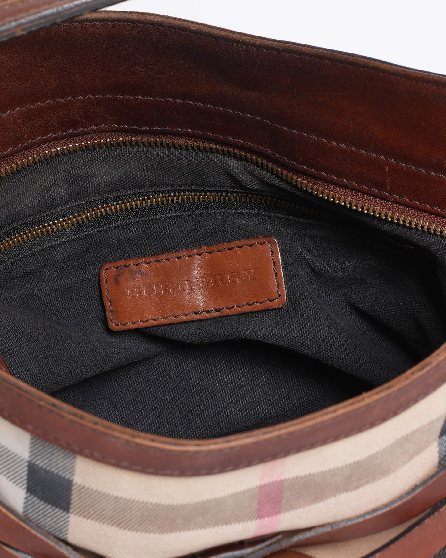 Burberry Brown Ho  Check Canvas and Leather Dutton Hobo