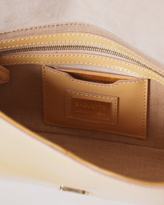 Fendi Iconic Baguette In Yellow Patent