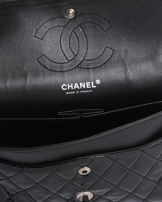 Chanel black medium classic flap bag in patent leather
