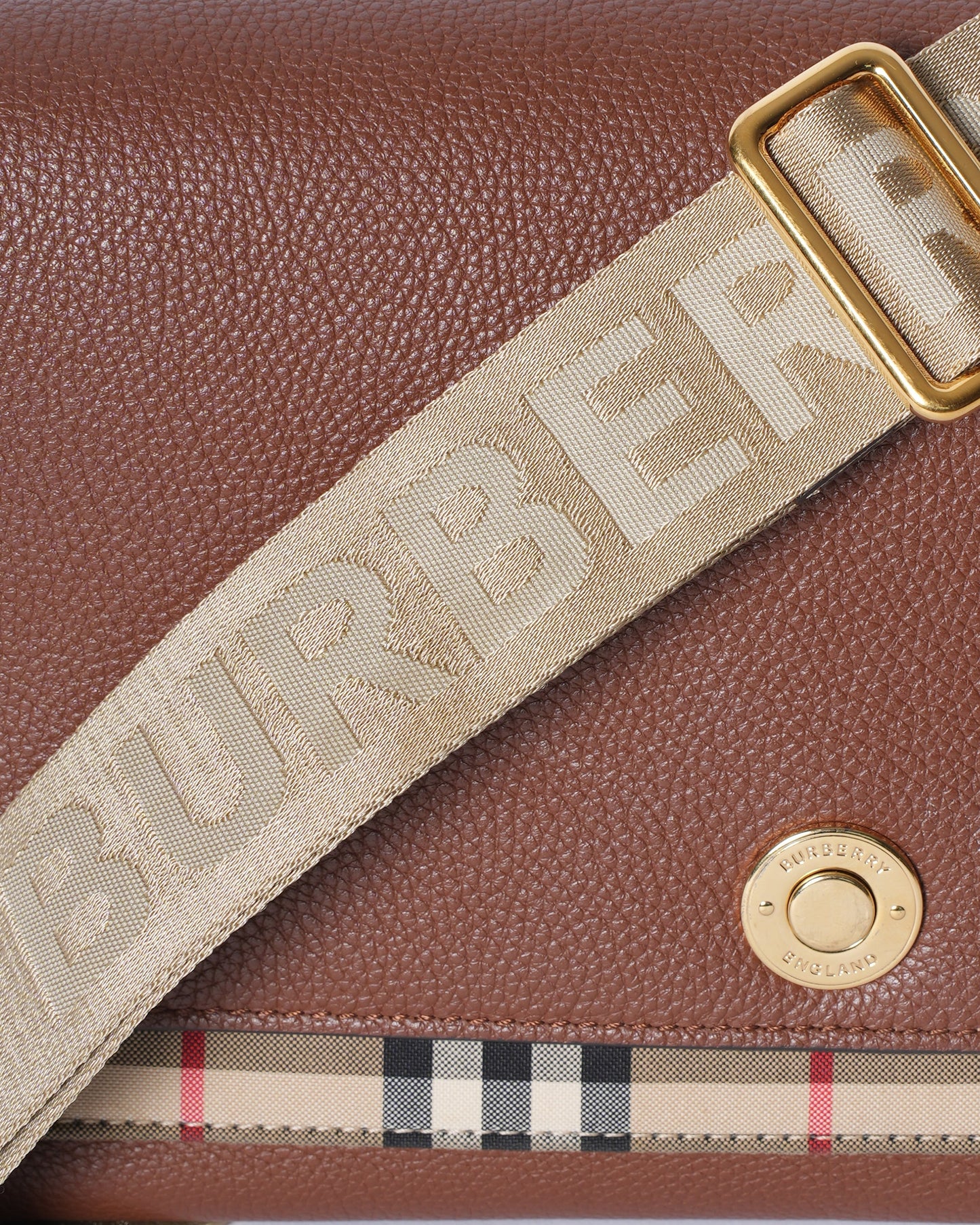 Burberry Note Medium Canvas Leather Shoulder Bag