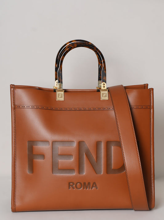 New Fendi Sunshine Leather Large Tote Bag