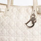 Christian Dior Cannage Shoulder Bag In White Canvas