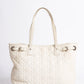 Christian Dior Cannage Shoulder Bag In White Canvas