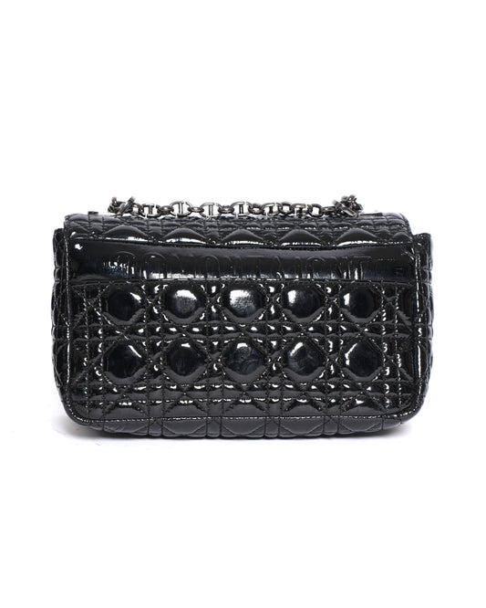 Christian Dior Medium Caro Bag in Black Patent Leather