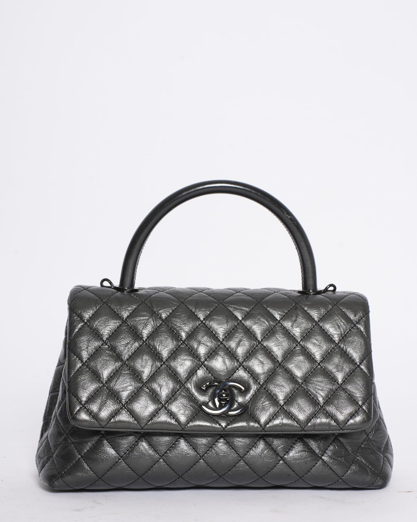 Chanel Leather Medium Coco Top Handle Bag With Shoulder Strap