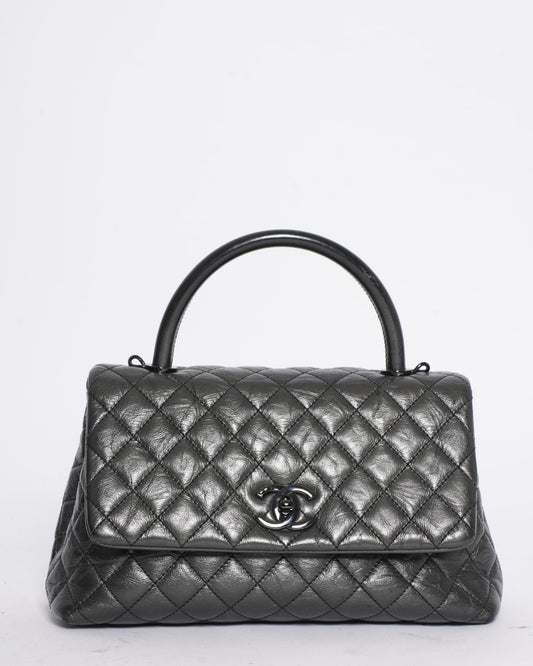 Chanel Leather Medium Coco Top Handle Bag With Shoulder Strap