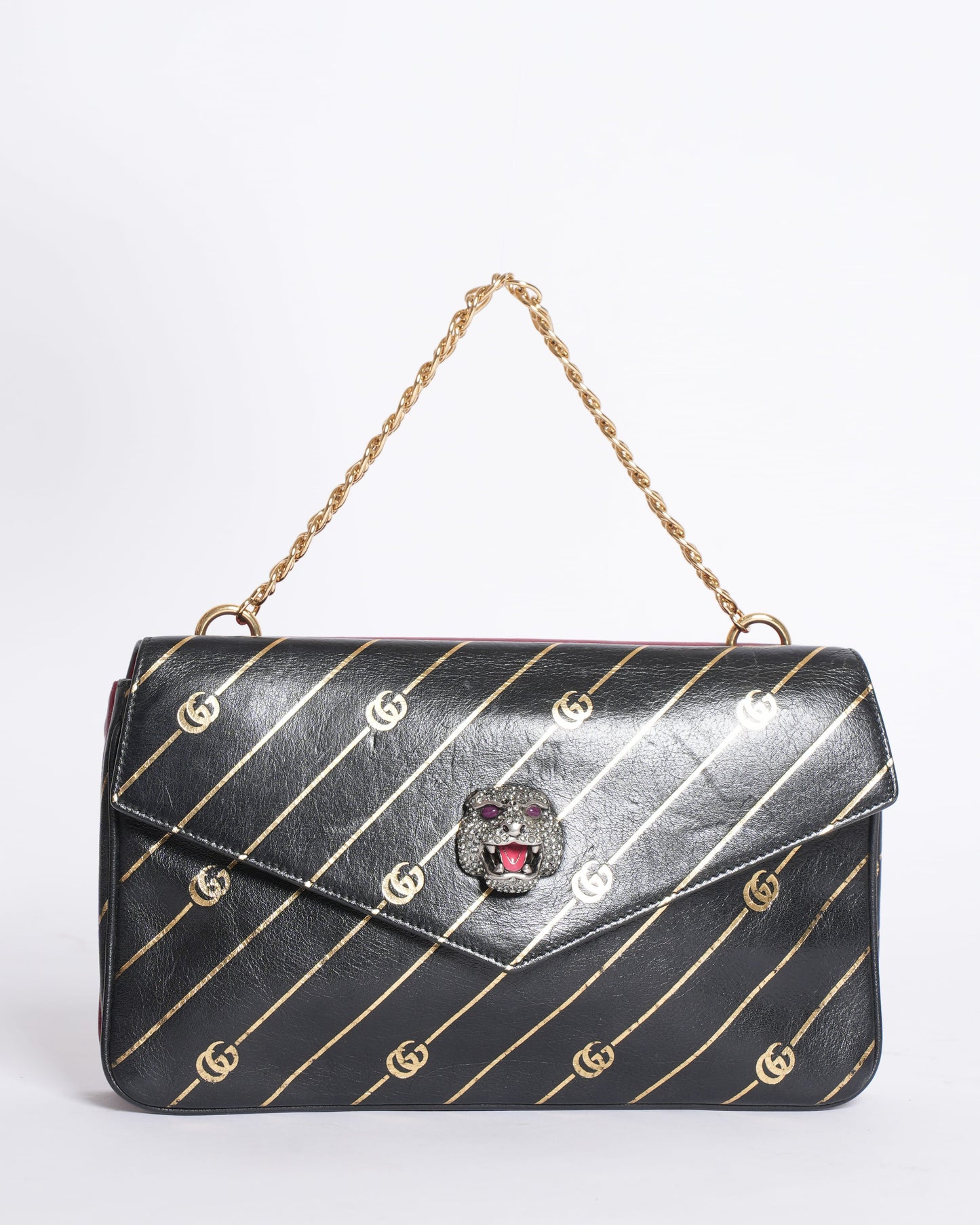 Gucci Bi-Colour Black & Red Lined Thiara Leather Crossbody Bag