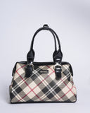 Burberry Nova Checks PU & Patent Leather Boston Bag