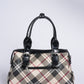 Burberry Nova Checks PU & Patent Leather Boston Bag