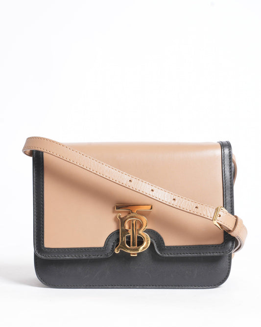 Burberry  TB Flap Crossbody Bag Leather Small Black, Neutral