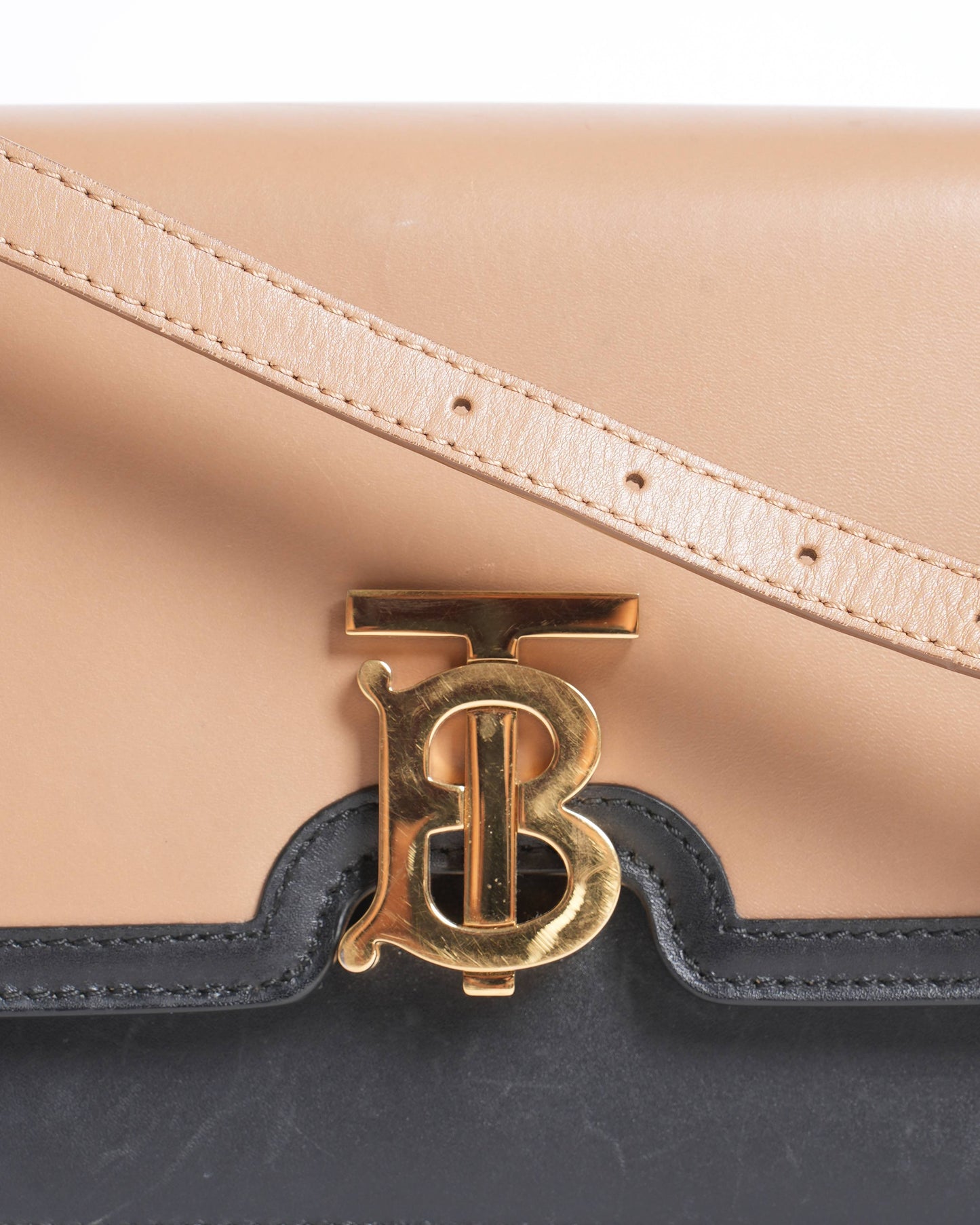 Burberry  TB Flap Crossbody Bag Leather Small Black, Neutral