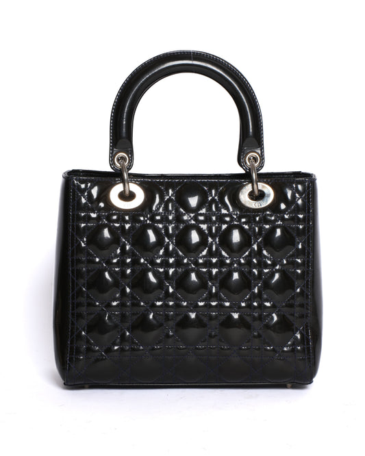 Dior Medium Lady Dior Patent Cannage Calfskin Bag