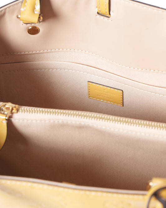 LV Montaigne Patent Leather MM Top Handle Bag In Yellow