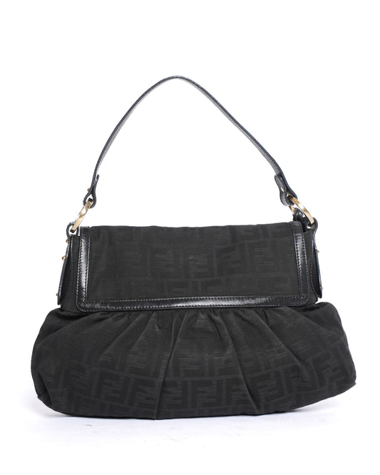 Fendi Black Zucca Canvas Chef Shoulder Bag