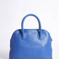 Burberry Navy Blue Pebbled Leather Domed Satchel Handbag