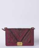 Chanel Chevron Boy Bag In Maroon